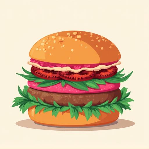 Illustrazione di un burger vegano Tuareg.